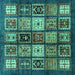 Square Abstract Turquoise Modern Rug, abs614turq