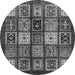 Round Machine Washable Abstract Gray Modern Rug, wshabs614gry