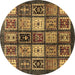 Round Abstract Brown Modern Rug, abs614brn