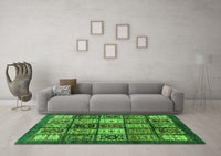 Machine Washable Abstract Green Modern Rug, wshabs614grn