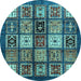 Round Machine Washable Abstract Light Blue Modern Rug, wshabs614lblu