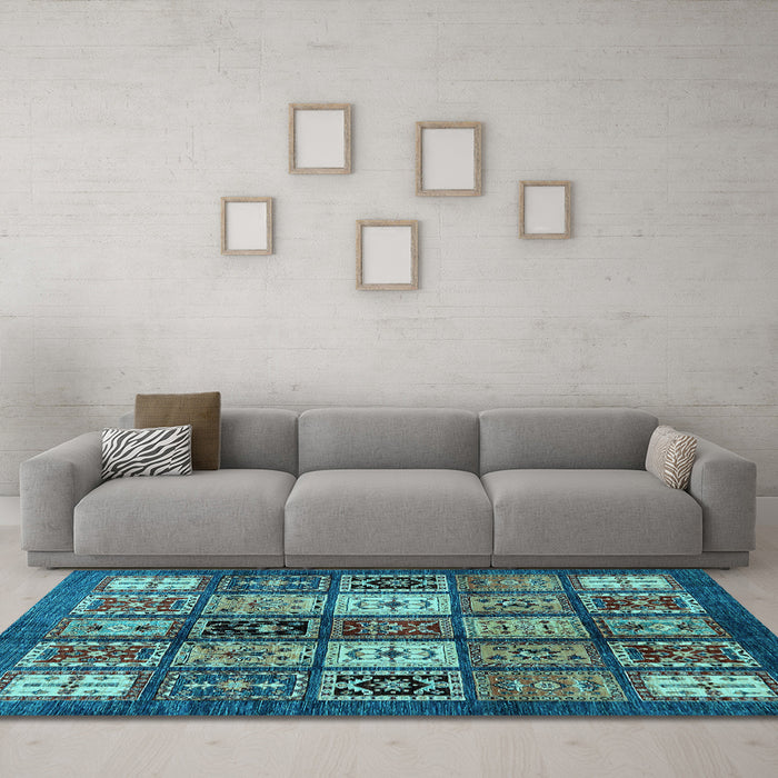 Machine Washable Abstract Light Blue Modern Rug in a Living Room, wshabs614lblu