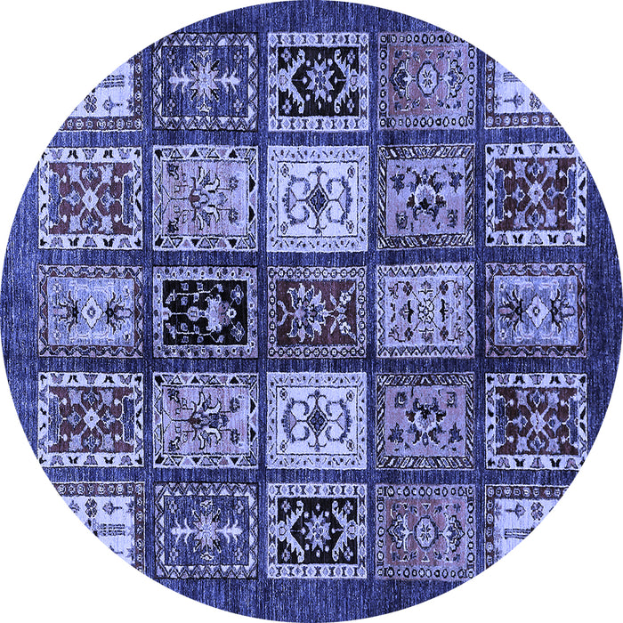 Round Abstract Blue Modern Rug, abs614blu