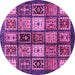 Round Machine Washable Abstract Pink Modern Rug, wshabs614pnk