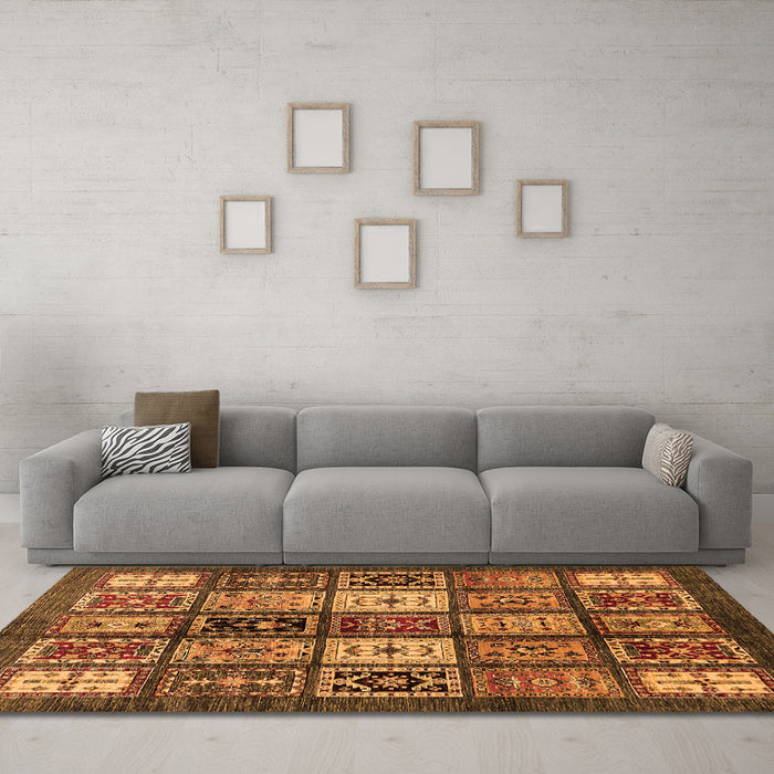Machine Washable Abstract Orange Modern Area Rugs in a Living Room, wshabs614org