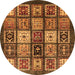 Round Machine Washable Abstract Orange Modern Area Rugs, wshabs614org