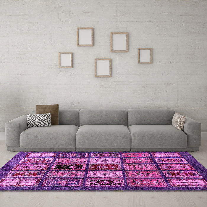 Machine Washable Abstract Pink Modern Rug in a Living Room, wshabs614pnk