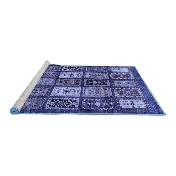 Sideview of Machine Washable Abstract Blue Modern Rug, wshabs614blu