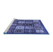 Sideview of Machine Washable Abstract Blue Modern Rug, wshabs614blu