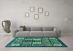 Machine Washable Abstract Turquoise Modern Area Rugs in a Living Room,, wshabs614turq