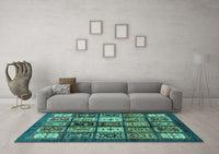 Machine Washable Abstract Turquoise Modern Rug, wshabs614turq