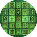 Round Machine Washable Abstract Green Modern Area Rugs, wshabs614grn