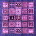 Square Machine Washable Abstract Purple Modern Area Rugs, wshabs614pur