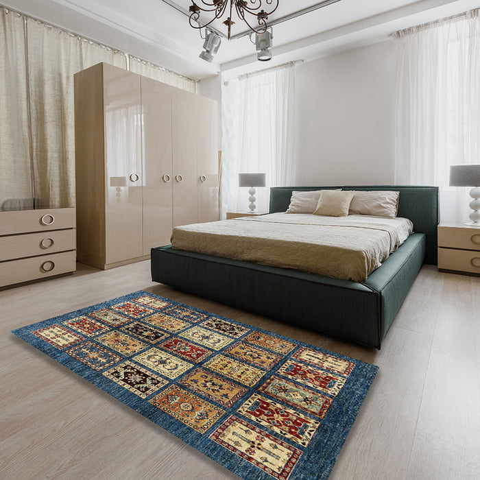 Abstract Brown Modern Rug in a Bedroom, abs614