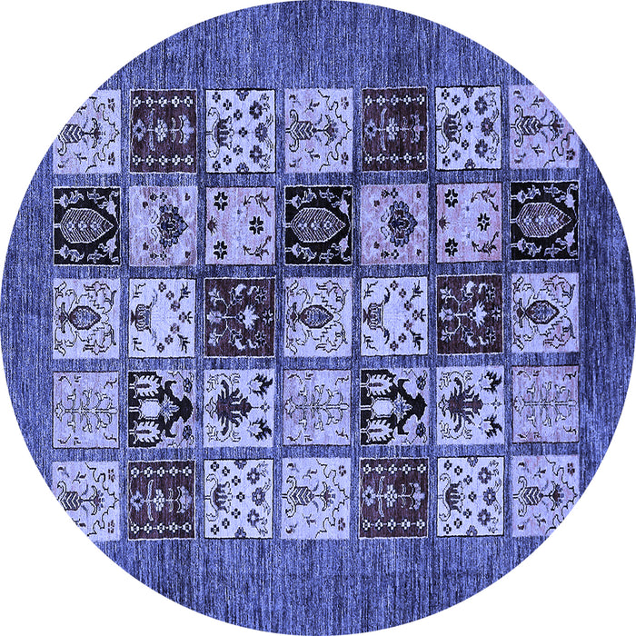 Round Abstract Blue Modern Rug, abs615blu