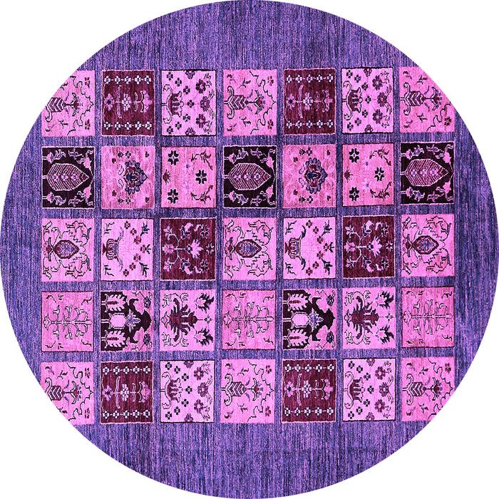 Round Abstract Purple Modern Rug, abs615pur