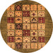 Round Abstract Orange Modern Rug, abs615org