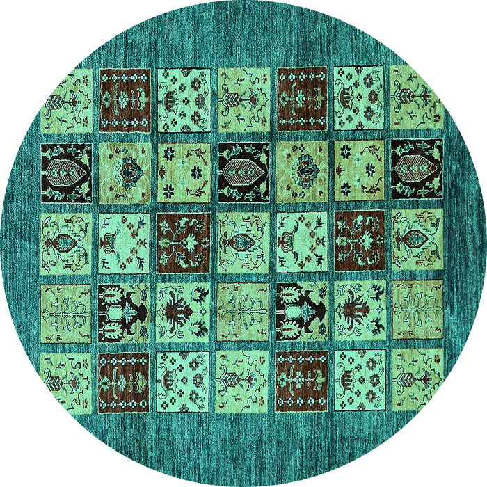 Round Abstract Turquoise Modern Rug, abs615turq