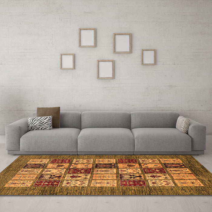 Machine Washable Abstract Orange Modern Area Rugs in a Living Room, wshabs615org