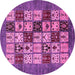 Round Machine Washable Abstract Pink Modern Rug, wshabs615pnk