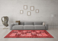 Machine Washable Abstract Red Modern Rug, wshabs615red