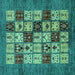 Square Abstract Turquoise Modern Rug, abs615turq