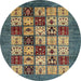 Round Machine Washable Abstract Black Rug, wshabs615