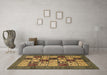 Machine Washable Abstract Brown Modern Rug in a Living Room,, wshabs615brn