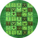 Round Machine Washable Abstract Green Modern Area Rugs, wshabs615grn