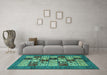 Machine Washable Abstract Turquoise Modern Area Rugs in a Living Room,, wshabs615turq