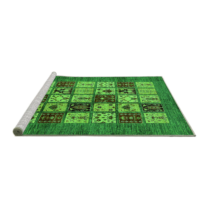 Sideview of Machine Washable Abstract Green Modern Area Rugs, wshabs615grn