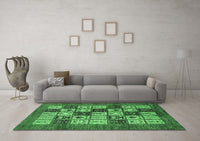 Machine Washable Abstract Emerald Green Modern Rug, wshabs615emgrn