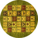 Round Machine Washable Abstract Yellow Modern Rug, wshabs615yw