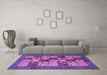 Machine Washable Abstract Purple Modern Area Rugs in a Living Room, wshabs615pur