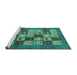 Sideview of Machine Washable Abstract Turquoise Modern Area Rugs, wshabs615turq