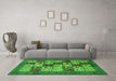 Machine Washable Abstract Green Modern Area Rugs in a Living Room,, wshabs615grn