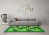 Machine Washable Abstract Green Modern Rug, wshabs615grn