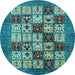 Round Machine Washable Abstract Light Blue Modern Rug, wshabs615lblu