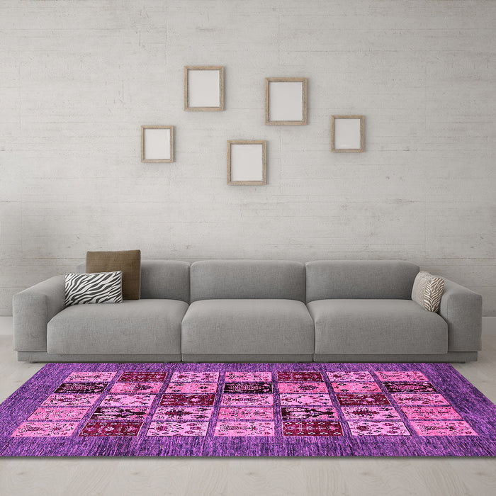 Machine Washable Abstract Pink Modern Rug in a Living Room, wshabs615pnk