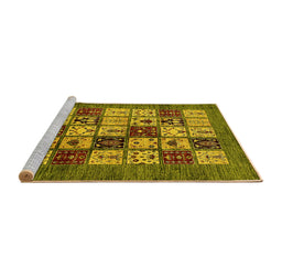 Sideview of Machine Washable Abstract Yellow Modern Rug, wshabs615yw