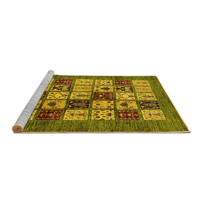 Sideview of Machine Washable Abstract Yellow Modern Rug, wshabs615yw