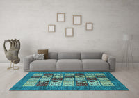 Machine Washable Abstract Light Blue Modern Rug, wshabs615lblu