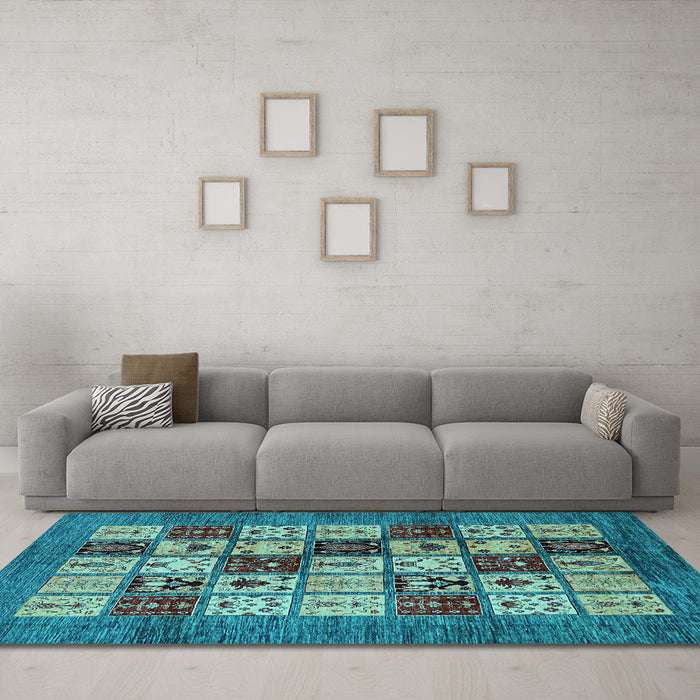 Machine Washable Abstract Light Blue Modern Rug in a Living Room, wshabs615lblu