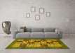 Machine Washable Abstract Yellow Modern Rug in a Living Room, wshabs615yw