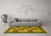 Machine Washable Abstract Yellow Modern Rug, wshabs615yw