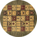 Round Abstract Brown Modern Rug, abs615brn