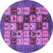 Round Machine Washable Abstract Purple Modern Area Rugs, wshabs615pur