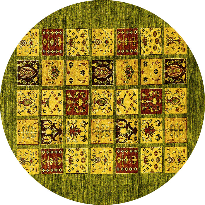 Round Abstract Yellow Modern Rug, abs615yw