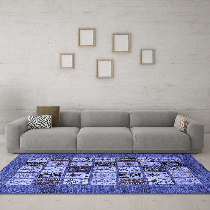 Machine Washable Abstract Blue Modern Rug in a Living Room, wshabs615blu