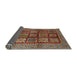 Sideview of Abstract Saffron Red Modern Rug, abs616